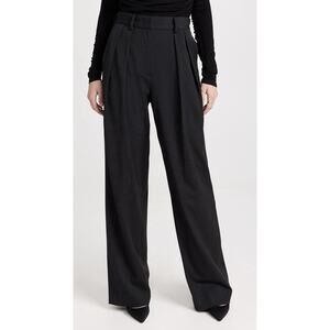 STAUD Luisa Wide Leg Pleated Black Pants 8 Minimalist Quiet Luxury Designer